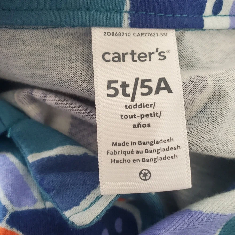 Toddler Boy Carter's Bird Button-Front Shirt Size 5T Oeko Tex Parrot Blue